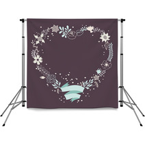 Romantic Background Of Various Flowers In Retro Style. Backdrops 58985741