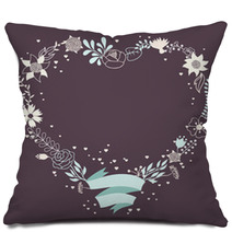 Romantic Background Of Various Flowers In Retro Style. Pillows 58985741
