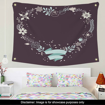 Romantic Background Of Various Flowers In Retro Style. Wall Art 58985741
