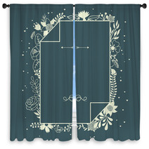 Romantic Background Of Various Flowers In Retro Style. Window Curtains 58985740