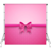 Romantic Vector Pink Background With Cute Bow And Pattern Backdrops 71383987