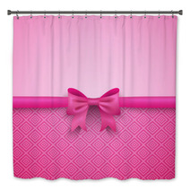 Romantic Vector Pink Background With Cute Bow And Pattern Bath Decor 71383987