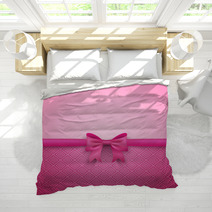 Romantic Vector Pink Background With Cute Bow And Pattern Bedding 71383987