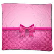 Romantic Vector Pink Background With Cute Bow And Pattern Blankets 71383987