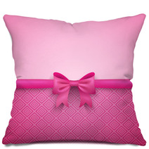 Romantic Vector Pink Background With Cute Bow And Pattern Pillows 71383987
