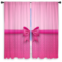 Romantic Vector Pink Background With Cute Bow And Pattern Window Curtains 71383987