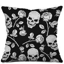 Roses And Skulls Seamless Pattern Pillows 88225880