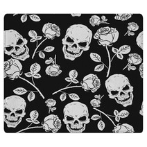 Roses And Skulls Seamless Pattern Rugs 88225880