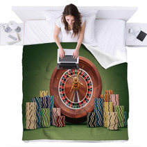 Roulette Wheel Chips. Clipping Path Included. Blankets 70312237