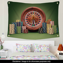 Roulette Wheel Chips. Clipping Path Included. Wall Art 70312237