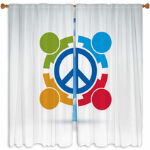 Round Antiwar Vector Icon, No War Symbol. People Of All National Window Curtains 67103589