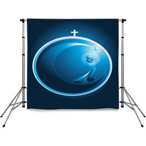 Round Christmas Icon Of Mary And Baby Jesus Backdrops 64115695