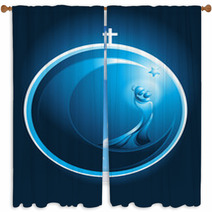 Round Christmas Icon Of Mary And Baby Jesus Window Curtains 64115695