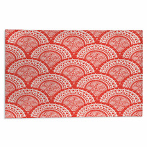 Round Red Patterns With Flowers Rugs 67260675