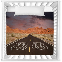 Route 66 Pavement Sign With Red Rock Mountain Sunset Nursery Decor 66687644
