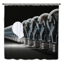 Row Of Light Bulbs On Black Background Bath Decor 46830627