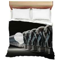 Row Of Light Bulbs On Black Background Bedding 46830627