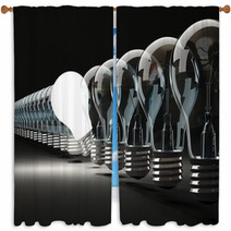Row Of Light Bulbs On Black Background Window Curtains 46830627