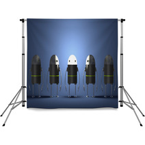 Row Of Robots, One Of Them With Glowing Head Backdrops 68649655
