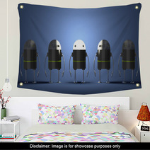 Row Of Robots, One Of Them With Glowing Head Wall Art 68649655