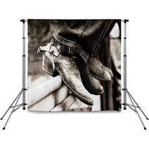 Row Of Rodeo Boots Spurs Backdrops 1734630