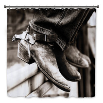 Row Of Rodeo Boots Spurs Bath Decor 1734630