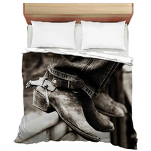 Row Of Rodeo Boots Spurs Bedding 1734630