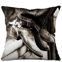 Row Of Rodeo Boots Spurs Pillows 1734630