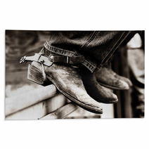 Row Of Rodeo Boots Spurs Rugs 1734630