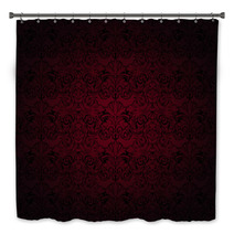 Royal Vintage Gothic Background In Dark Red And Black With A Classic Baroque Pattern Rococo Bath Decor 199027980