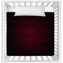 Royal Vintage Gothic Background In Dark Red And Black With A Classic Baroque Pattern Rococo Nursery Decor 199027980