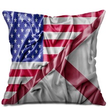 Ruffled Waving United States Of America And Alabama Flag Pillows 129687167