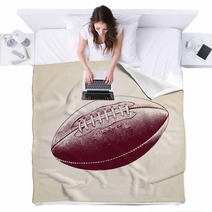 Rugby Ball Hand Drawn Vector Llustration Realistic Sketch Blankets 65490798