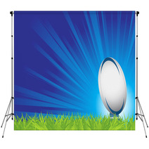 Rugby Ball On Grass Backdrops 22977440