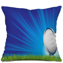 Rugby Ball On Grass Pillows 22977440