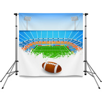 Rugby Ball On Stadium Backdrops 64224008