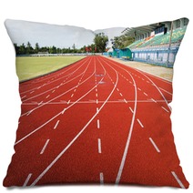 Running Track  In The Morning. Pillows 64992631