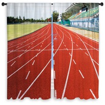 Running Track  In The Morning. Window Curtains 64992631