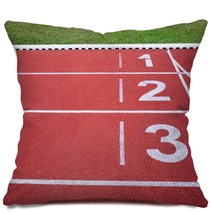 Running Track Numbers One Two Three In Stadium Pillows 48925630