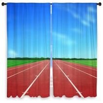 Running Track Under Blue Sky Window Curtains 63232291