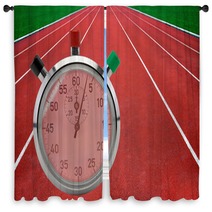 Running Tracks And Stop Watch Window Curtains 61652614