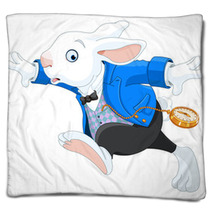 Running White Rabbit Blankets 62951845