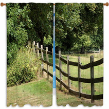 RURAL COUNTRYSIDE RUSTIC FENCE Window Curtains 68805036