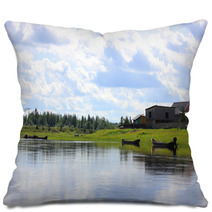 Rural landscape summer Pillows 67898897