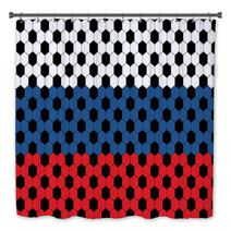 Russian Flag With Football Soccer Ball Hexagon Design Horizontally Seamless Vector Pattern Red Blue White Hexagonal Print With Black Soccer Ball Pattern Overlay Pattern Swatch Included Bath Decor 209003890