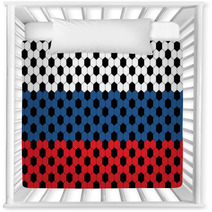 Russian Flag With Football Soccer Ball Hexagon Design Horizontally Seamless Vector Pattern Red Blue White Hexagonal Print With Black Soccer Ball Pattern Overlay Pattern Swatch Included Nursery Decor 209003890