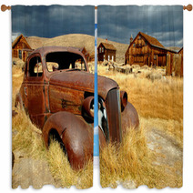 Rusty Car At Bodie Window Curtains 2050190