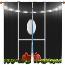 Rygby Ball Kicked To The Posts Window Curtains 34245615