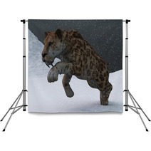 Sabre toothed Tiger In Ice Age Blizzard Backdrops 59813292