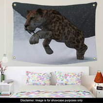Sabre toothed Tiger In Ice Age Blizzard Wall Art 59813292